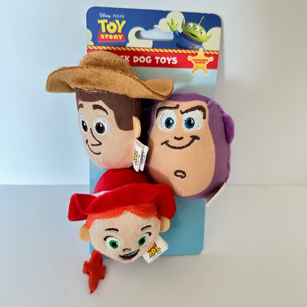 Disney Toy Story Dog Toys Pet 3 Pack Multicolor New Woody Buzz Jessie Squeaky